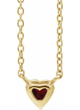 14K Yellow Gold Natural Mozambique Garnet Heart 16-18