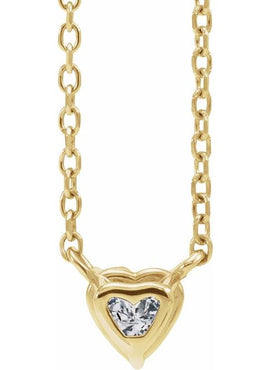 14K Yellow Gold Natural Mozambique Garnet Heart 16-18
