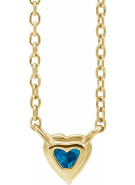 14K Yellow Gold Natural Mozambique Garnet Heart 16-18