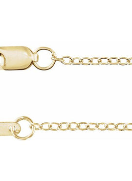 14K Yellow Gold Recycled Metal 1.3 mm Cable Chain by the Inch