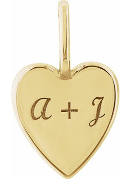 Sterling Silver Engravable Heart Charm/Pendant