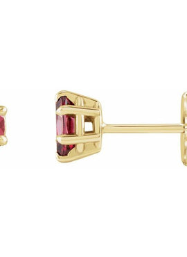 14K Yellow Gold Natural Rhodolite Garnet Stud Earrings