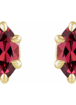 14K Yellow Gold Natural Rhodolite Garnet Stud Earrings