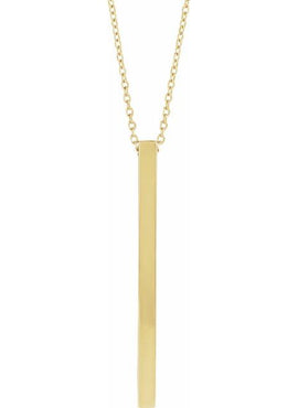 14K Yellow Gold Engravable Four-Sided Bar Pendant