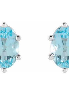 Platinum Natural Sky Blue Topaz Earrings