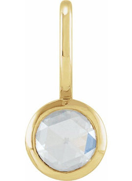 14K White Gold 1/3 CT Rose-Cut Natural Diamond Charm/Pendant
