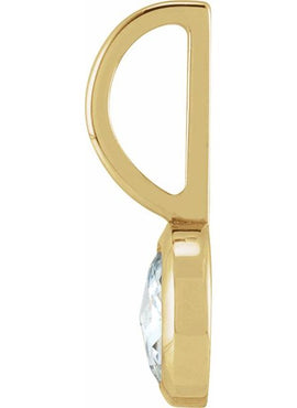 14K White Gold 1/3 CT Rose-Cut Natural Diamond Charm/Pendant