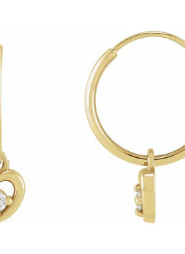 14K Yellow Gold .06 CTW Natural Diamond Heart 17.7 mm Hoop Earrings