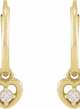 14K Yellow Gold .06 CTW Natural Diamond Heart 17.7 mm Hoop Earrings