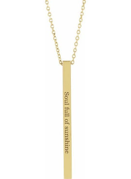 14K Yellow Gold Engravable Four-Sided Bar Pendant
