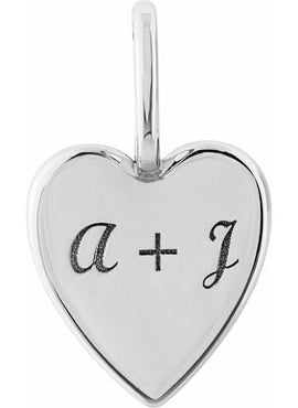 Sterling Silver Engravable Heart Charm/Pendant