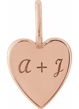 Sterling Silver Engravable Heart Charm/Pendant