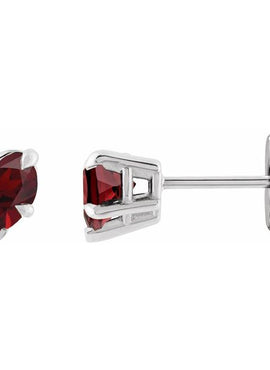 Sterling Silver Natural Mozambique Garnet Stud Earrings
