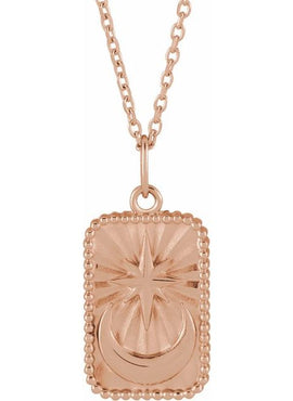 14K Rose Gold Crescent Moon 16-18