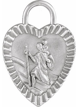 14K Rose Gold St. Christopher Heart Medal Pendant
