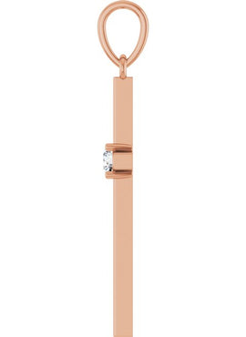 14K Yellow Gold .015 CT Natural Diamond Cross Pendant