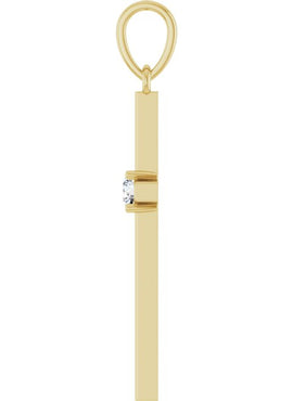 14K Yellow Gold .015 CT Natural Diamond Cross Pendant