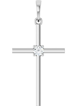 14K Yellow Gold .015 CT Natural Diamond Cross Pendant