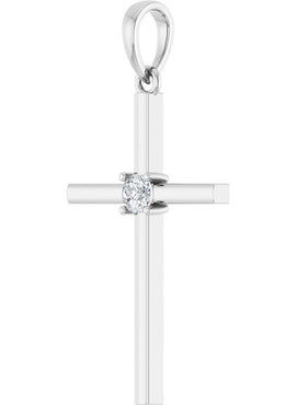 14K Yellow Gold .015 CT Natural Diamond Cross Pendant