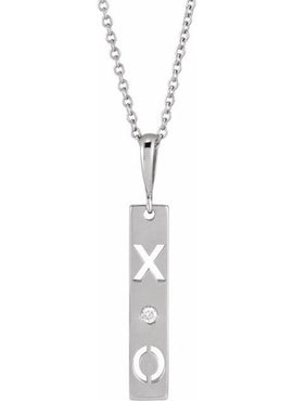 14K Rose Gold .0075 CT Natural Diamond XO Bar 16-18