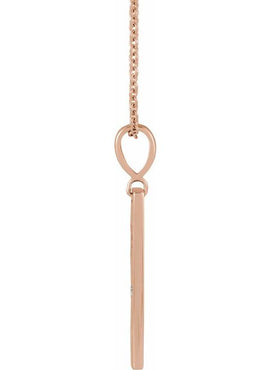 14K Rose Gold .0075 CT Natural Diamond XO Bar 16-18