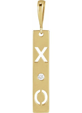 14K Rose Gold .0075 CT Natural Diamond XO Bar 16-18