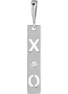14K Rose Gold .0075 CT Natural Diamond XO Bar 16-18
