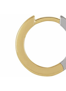 14K Yellow/White Gold Hinged 14 mm Hoop Earrings