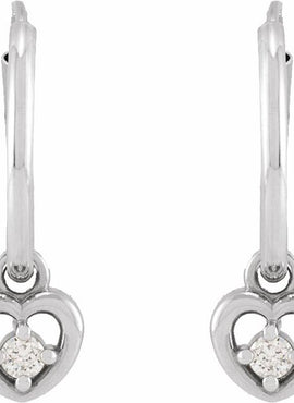 14K Yellow Gold .06 CTW Natural Diamond Heart 17.7 mm Hoop Earrings