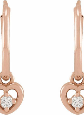 14K Yellow Gold .06 CTW Natural Diamond Heart 17.7 mm Hoop Earrings