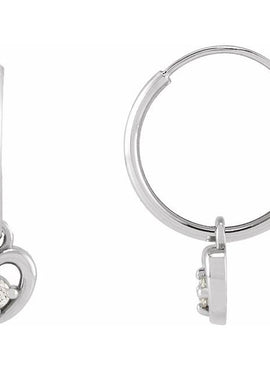 14K Yellow Gold .06 CTW Natural Diamond Heart 17.7 mm Hoop Earrings