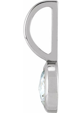 14K White Gold 1/3 CT Rose-Cut Natural Diamond Charm/Pendant