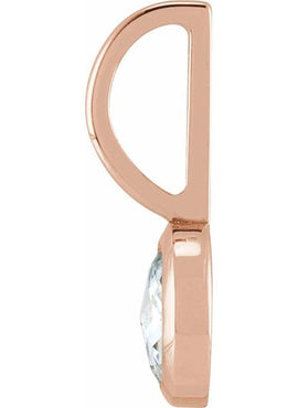14K White Gold 1/3 CT Rose-Cut Natural Diamond Charm/Pendant