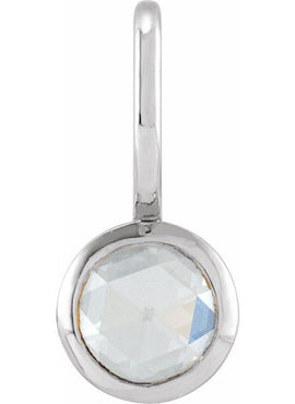14K White Gold 1/3 CT Rose-Cut Natural Diamond Charm/Pendant