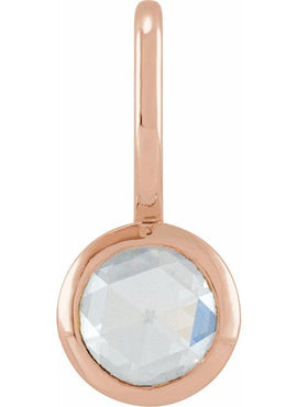 14K White Gold 1/3 CT Rose-Cut Natural Diamond Charm/Pendant