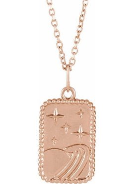 14K Rose Gold Crescent Moon 16-18