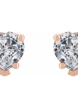 14K Rose Gold Natural White Sapphire Stud Earrings