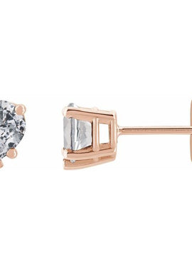 14K Rose Gold Natural White Sapphire Stud Earrings