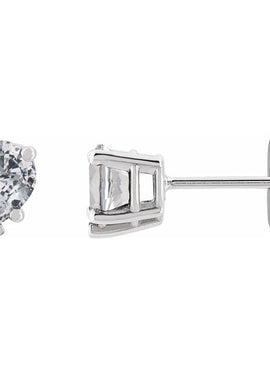 14K Rose Gold Natural White Sapphire Stud Earrings