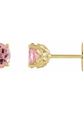 14K Rose Gold 5 mm Natural Pink Tourmaline Earrings