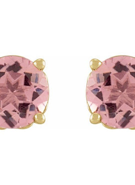 14K Rose Gold 5 mm Natural Pink Tourmaline Earrings