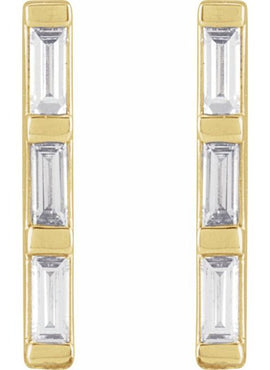 14K White Gold 1/8 CTW Natural Diamond Bar Earrings