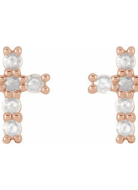 14K Yellow Gold Natural Turquoise Cross Earrings