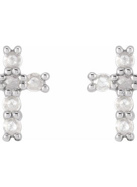 14K Yellow Gold Natural Turquoise Cross Earrings