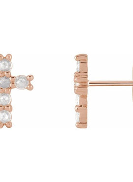 14K Yellow Gold Natural Turquoise Cross Earrings
