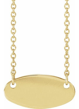 14K White Gold Engravable Oval 16