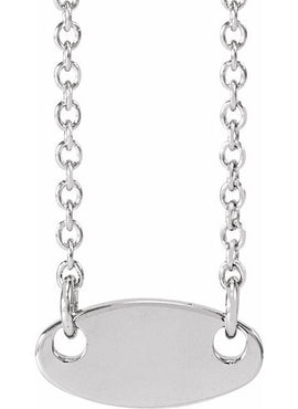 14K White Gold Engravable Oval 16