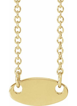 14K White Gold Engravable Oval 16