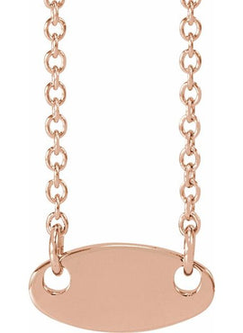 14K White Gold Engravable Oval 16
