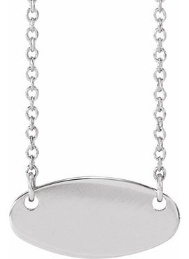 14K White Gold Engravable Oval 16